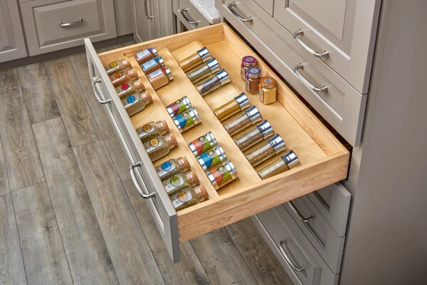 Rev-A-Shelf - 36" Maple Cut-To-Size Insert Wood Spice Organizer for Drawers