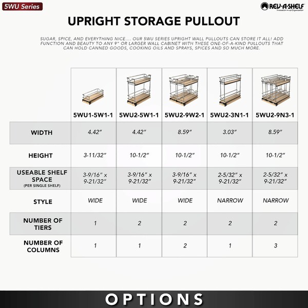 Rev-A-Shelf - 5" Two-Shelf Wire Wall Upright Pullout
