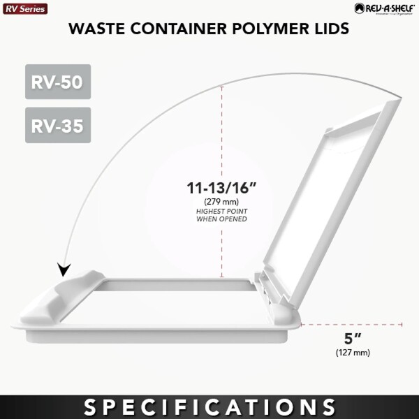 Rev-A-Shelf - 50qt - Metallic Silver Lids for Polymer Waste Containers