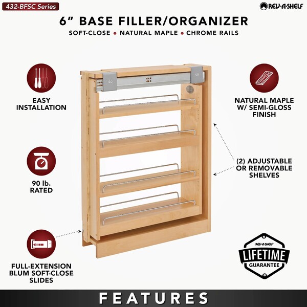 Rev-A-Shelf - 6" Filler Pullout Organizer with Blumotion Soft-Close