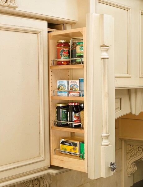 Rev-A-Shelf - 6" x 33" Soft-Close Filler Pullout Organizer with Wood Adjustable Shelves Wall Accessories