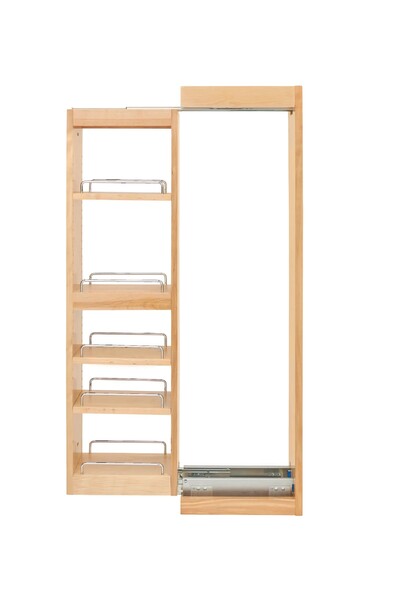 Rev-A-Shelf - 6" x 39" Soft-Close Filler Pullout Organizer with Wood Adjustable Shelves Wall Accessories