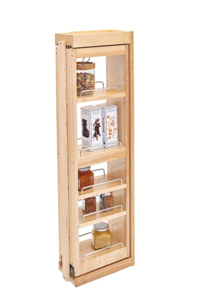Rev-A-Shelf - 6" x 39" Soft-Close Filler Pullout Organizer with Wood Adjustable Shelves Wall Accessories