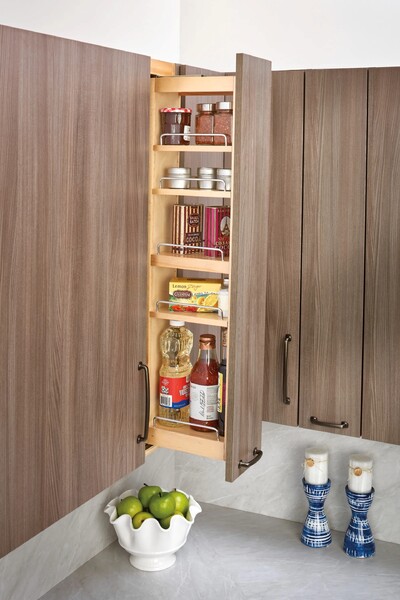 Rev-A-Shelf - 6" x 42" Soft-Close Filler Pullout Organizer with Wood Adjustable Shelves Wall Accessories