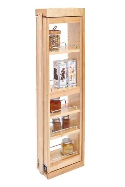 Rev-A-Shelf - 6" x 42" Soft-Close Filler Pullout Organizer with Wood Adjustable Shelves Wall Accessories