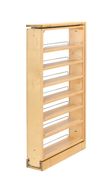 Rev-A-Shelf - 6" x 45" Filler Pullout Organizer with Wood Adjustable Shelves