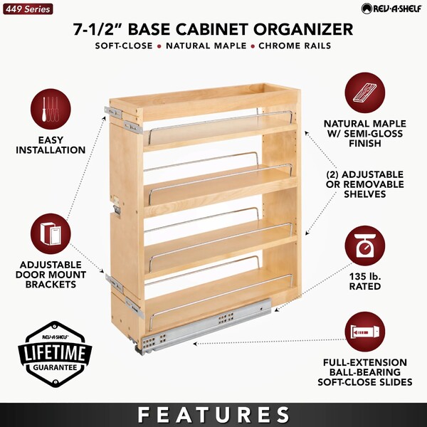 Rev-A-Shelf - 7" Bottom Mount Base Cabinet w/ Blumotion Soft-Close