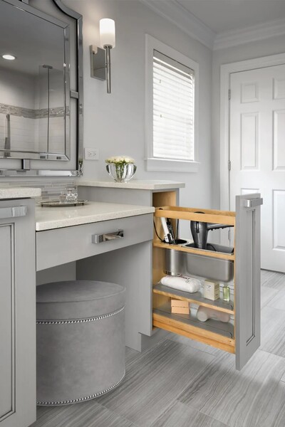 Rev-A-Shelf - 8-1/2" x 25-1/2" Maple Cabinet Pullout Soft-Close Grooming Organizer