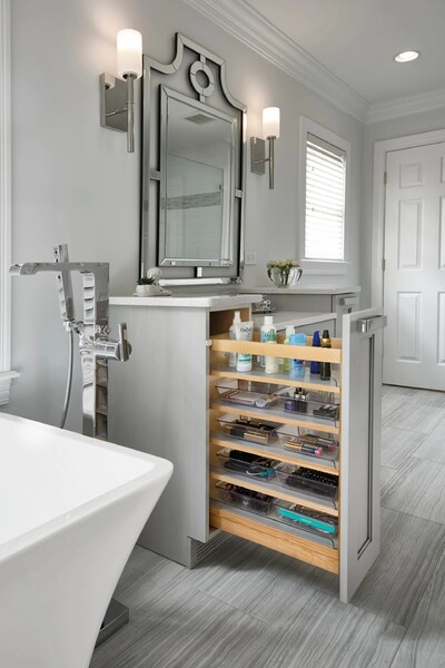Rev-A-Shelf - 8-1/2" x 25-1/2" Maple Cabinet Pullout Soft-Close Organizer with Wood Adjustable Shelves and Bins