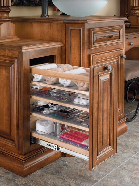 Rev-A-Shelf - 8-1/2" x 25-1/2" Maple Cabinet Pullout Soft-Close Organizer with Wood Adjustable Shelves and Bins