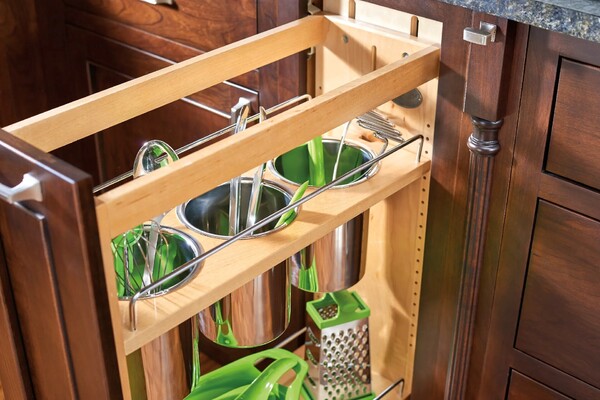 Rev-A-Shelf - 8" Base Cabinet Pullout Utensil Base Organizer Blumotion Soft-Close