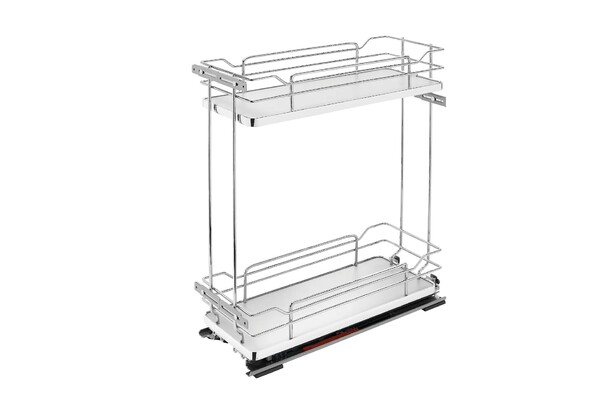 Rev-A-Shelf - 8" Gray Base Cabinet Pullout 2 Tier Organizer w/ Soft-Close
