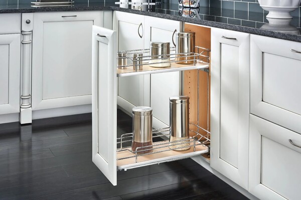 Rev-A-Shelf - 8" Maple Base Cabinet Pullout 2 Tier Organizer w/ Soft-Close