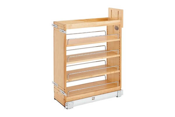 Rev-A-Shelf - 8" Maple Base Cabinet Pullout Organizer REDUCED Depth with Blumotion Soft-Close