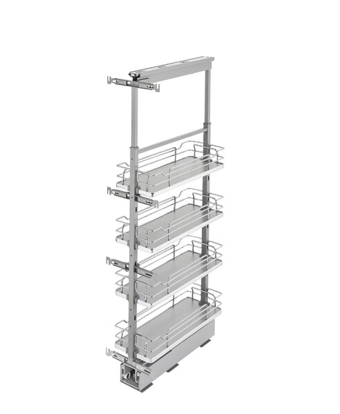 Rev-A-Shelf - 8" x 43-3/8" Gray/Chrome Pullout Solid Bottom