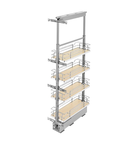 Rev-A-Shelf - 8" x 43-3/8" Maple/Chrome Pullout Solid Bottom