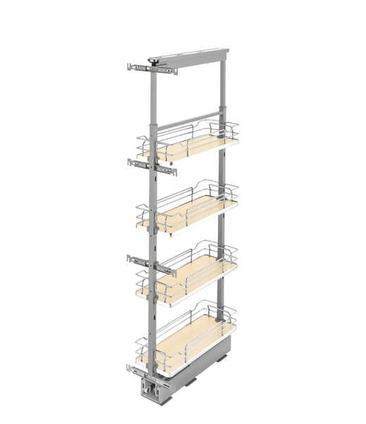 Rev-A-Shelf - 8" x 50-3/4" Maple/Chrome Pullout Solid Bottom