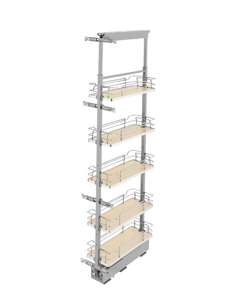 Rev-A-Shelf - 8" x 58-1/4" Maple/Chrome Pullout Solid Bottom