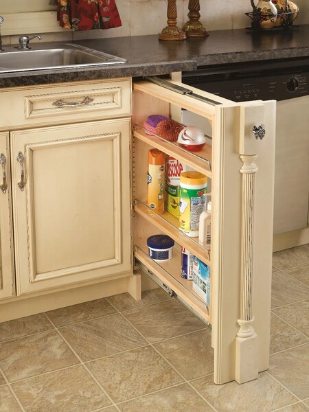 Rev-A-Shelf - 9" Filler Pullout Organizer with Wood Adjustable Shelves