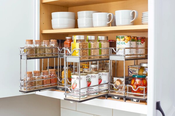 Rev-A-Shelf - 9" Two-Shelf Double Wide Wire Wall Upright Pullout