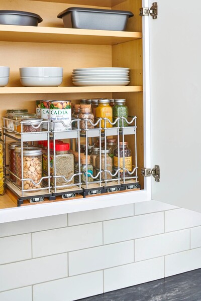 Rev-A-Shelf - 9" Two-Shelf Double Wide Wire Wall Upright Pullout