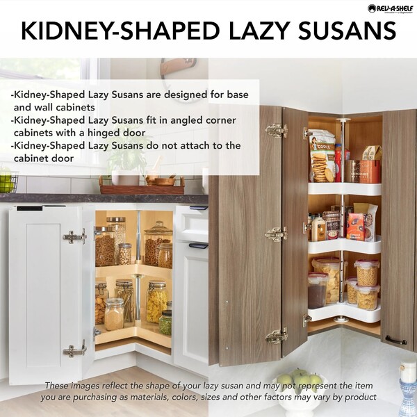Rev-A-Shelf - BULK 32" Maple Kidney Shape Wood Classic BULK 8 Shelves Drilled without hardware