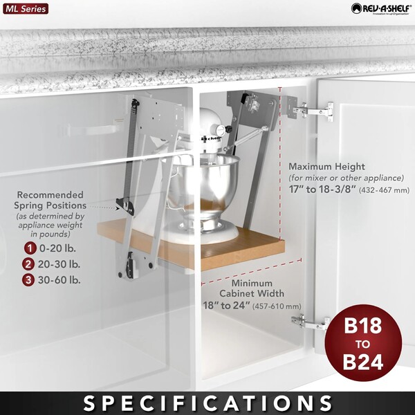 Rev-A-Shelf - Mixer/Appliance Lift Soft-Close Mechanism without Shelf