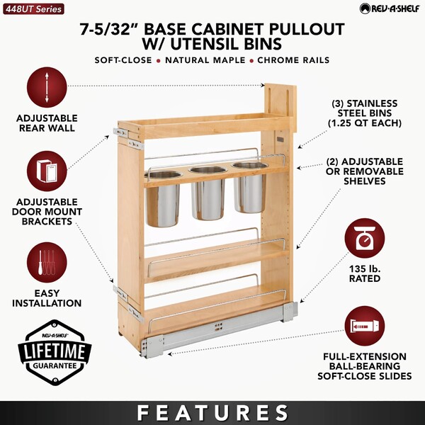 Rev-A-Shelf - (NEW) 6 1/2" Base Cabinet Pullout w/Utensil Bins