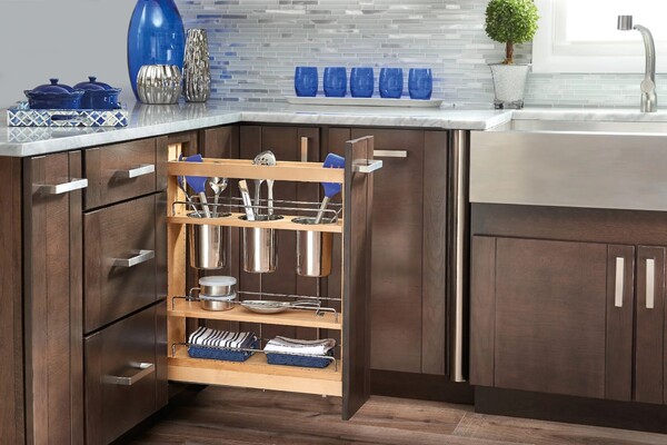 Rev-A-Shelf - (NEW) 6 1/2" Base Cabinet Pullout w/Utensil Bins