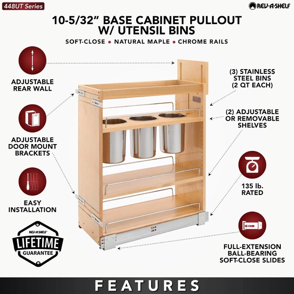 Rev-A-Shelf - (NEW) 9-1/2" Base Cabinet Pullout w/Utensil Bins