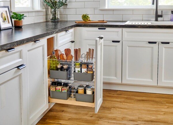 Rev-A-Shelf - Wood Base Cabinet Modular Pullout Organizer w/ Soft Close