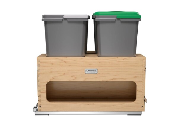Rev-A-Shelf - Wood Bottom Mount Dbl 35 Qt. & Dbl 8L Organic Waste Center w/ Storage Space, SC