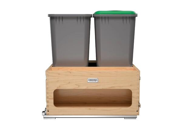 Rev-A-Shelf - Wood Bottom Mount Dbl 50 Qt. Organic Waste Center w/ Storage Space, SC