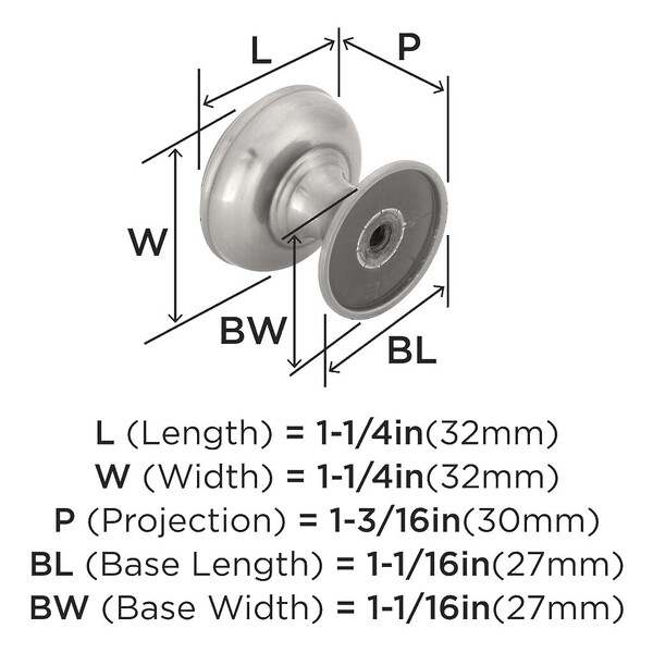 Revitalize 1-1/4" Dia Knob Satin Nickel