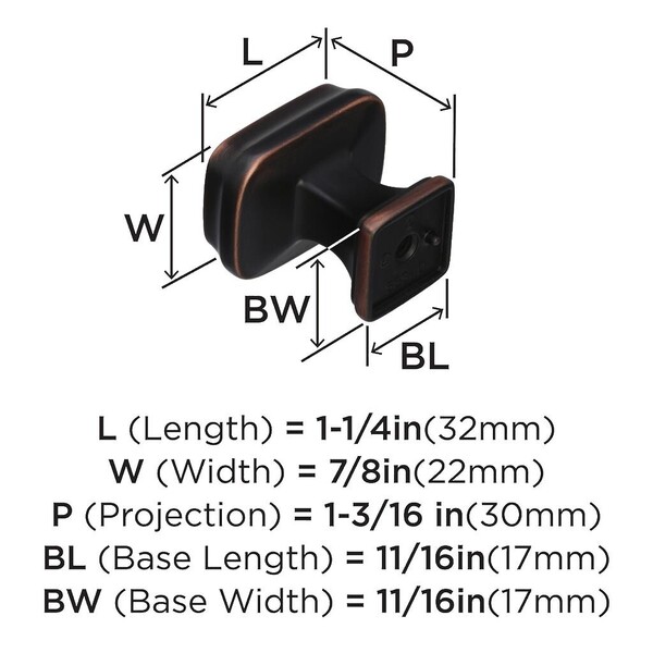 Revitalize 1-1/4" Length Knob Oil-Rubbed Bronze