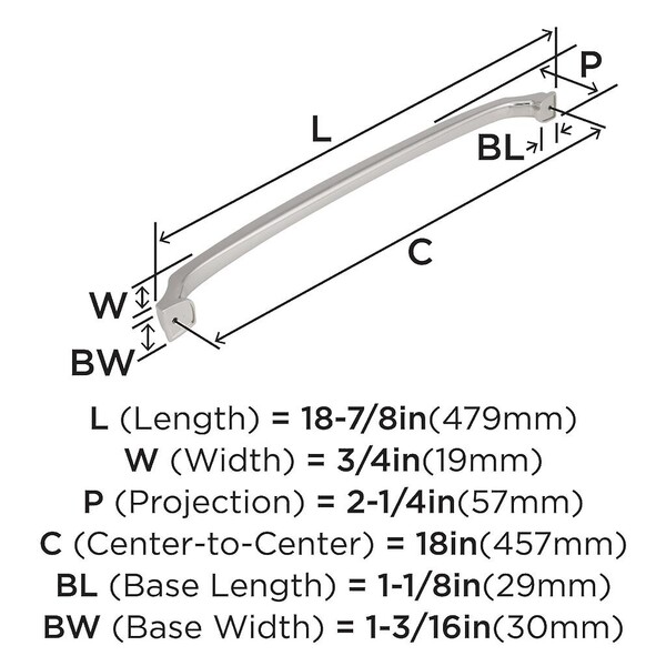 Revitalize 18 Inch Appliance Pull - Polished Nickel