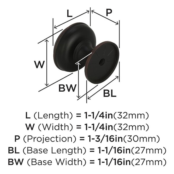 Revitalize - Knob 1-1/4" Dia Knob Oil-Rubbed Bronze