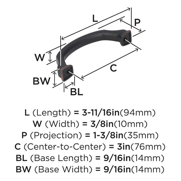 Revitalize - Pull 76mm CC Oil-Rubbed Bronze 