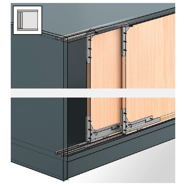 SlideLine M INSET Profile set: 1-track runner profile for pressing in, 2500 mm