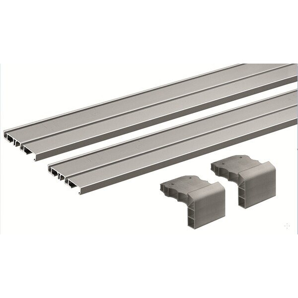 SlideLine M INSET Profile set: 2-track runner profile for screwing on / gluing on, 2500 mm