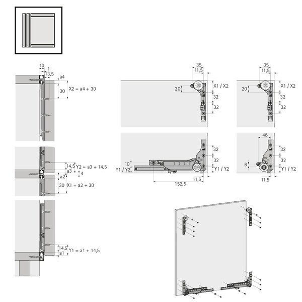 SlideLine M OVERLAY Profile sets: 2 profiles, Profile height 16 mm, Length 2500 mm