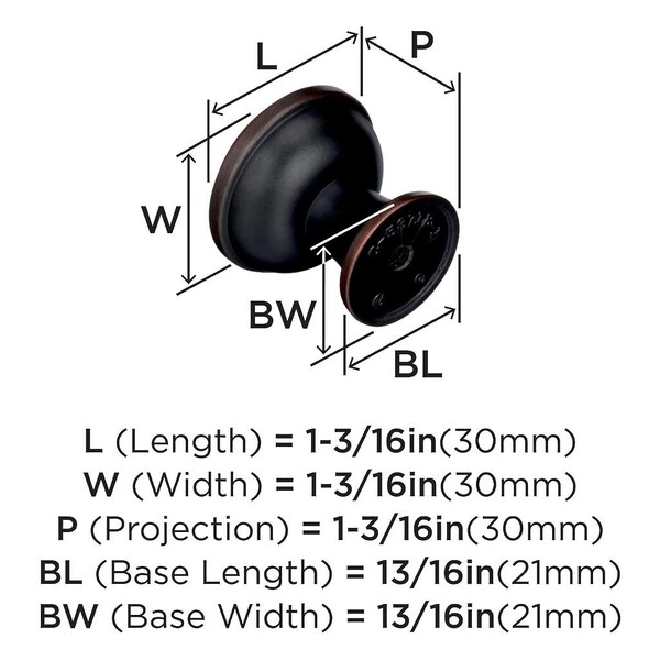 Westerly 1-3/16" Diameter Knob Oil-Rubbed Bronze