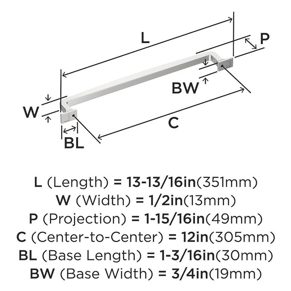 Westerly 12 Inch Appliance Pull - Polished Chrome