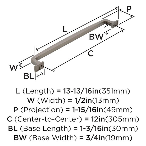 Westerly - 12 inch Appliance Pull - Satin Nickel 