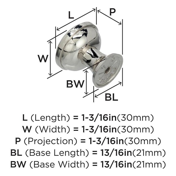 Westerly - Knob 1-3/16" Dia Knob Polished Nickel