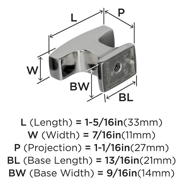 Westerly - Knob 1-5/16" SQ Knob Polished Nickel