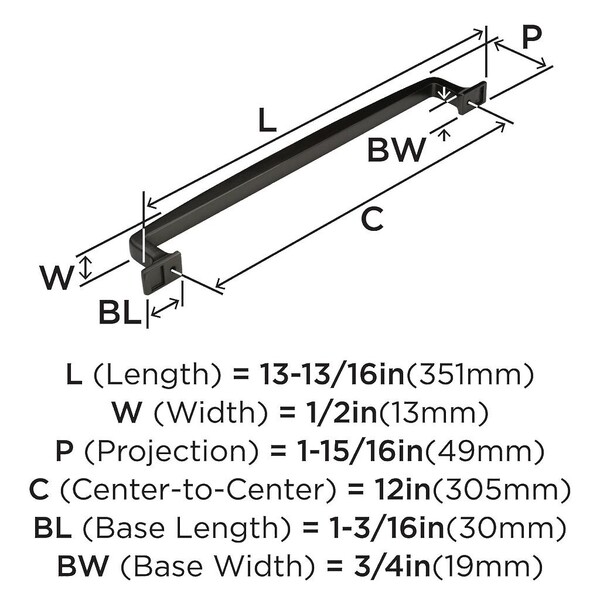 Westerly Pull 12" Appliance Pull Graphite