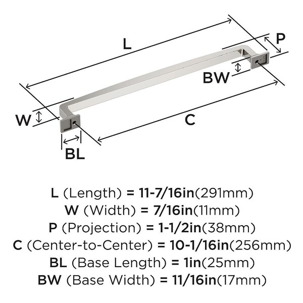 Westerly Pull 256mm CC Polished Nickel